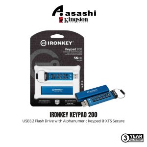 Kingston Ironkey Keypad 200 16GB / 32GB / 64GB / 128GB / 256GB / 512GB USB3.2 Flash Drive with Alphanumeric keypad & XTS Secure