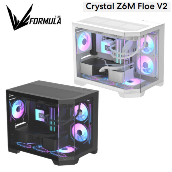 FORMULA V CRYSTAL Z6M V2 FLOE 6 TG m-ATX Casing (6x ARGB + Hub) LUMI 3T