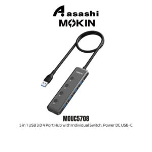 e12fc3a69bf46f3e8dd20bd1a24aed1e.jpeg MOKIN MOUC5708 5 in 1 USB 3.0 4 Port Hub with Individual Switch, Power DC USB-C