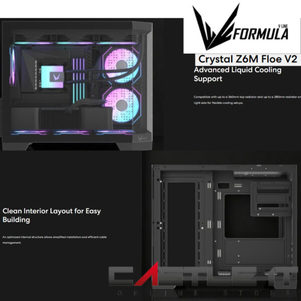 FORMULA V CRYSTAL Z6M V2 FLOE 6 TG m-ATX Casing (6x ARGB + Hub) LUMI 3T