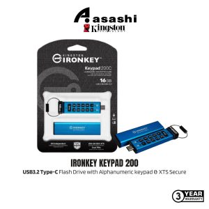 Kingston Ironkey Keypad 200 16GB / 32GB / 64GB / 128GB / 256GB / 512GB USB3.2 Type-C Flash Drive with Alphanumeric keypad & XTS Secure