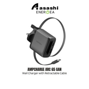 17b6c6ab621bbb1bd60adfeb9427b0d0.jpeg Energea AmpCharge ARC 65 GaN Wall Charger with Retractable Cable 65W (UK) - Gunmetal