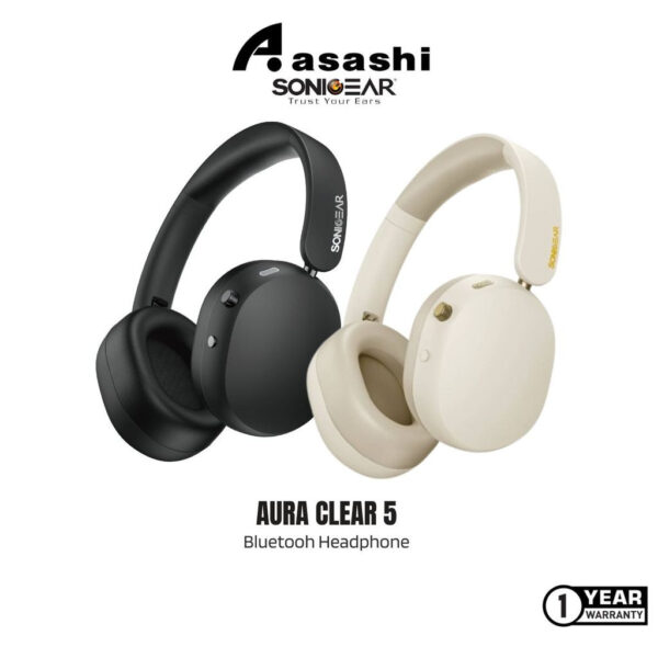 SonicGear Aura Clear 5 / Auraclear 5 LDAC Hi-Res Bluetooh Headphone | Bluetooth6.0 | ANC -38dB Noise Reduction | Type-C