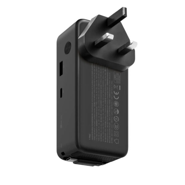 (3C Certified-QR) Momax 1-PAC⁺ 10000mAh 3 in 1 Hybrid GaN Battery Pack with Build-in retractable Cable - Black