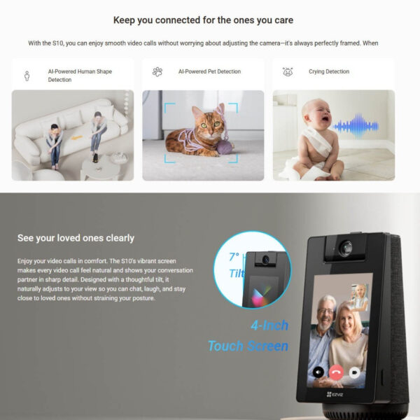 EZVIZ S10 2K+ Smart Calling Camera with 4" Touch Display | Motorized Pan | Bluetooth Speaker | CCTV Monitor | Video Call
