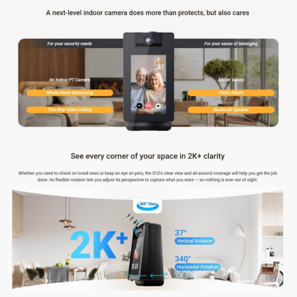 EZVIZ S10 2K+ Smart Calling Camera with 4" Touch Display | Motorized Pan | Bluetooth Speaker | CCTV Monitor | Video Call