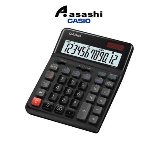 Casio DE-12E Extra Large Display Ergonomic Heavy Duty Calculator Black / White