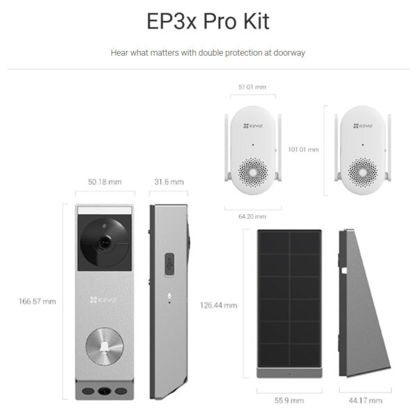EZVIZ EP3x PRO Battery-Powered Video Doorbell Kit + CH1 Smart Wi-Fi Chime