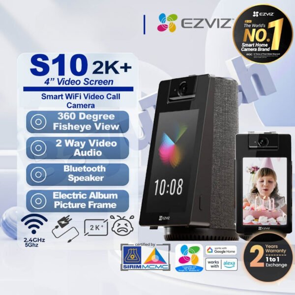 EZVIZ S10 2K+ Smart Calling Camera with 4" Touch Display | Motorized Pan | Bluetooth Speaker | CCTV Monitor | Video Call