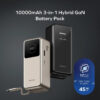 (3C Certified-QR) Momax 1-PAC⁺ 10000mAh 3 in 1 Hybrid GaN Battery Pack with Build-in retractable Cable - Black