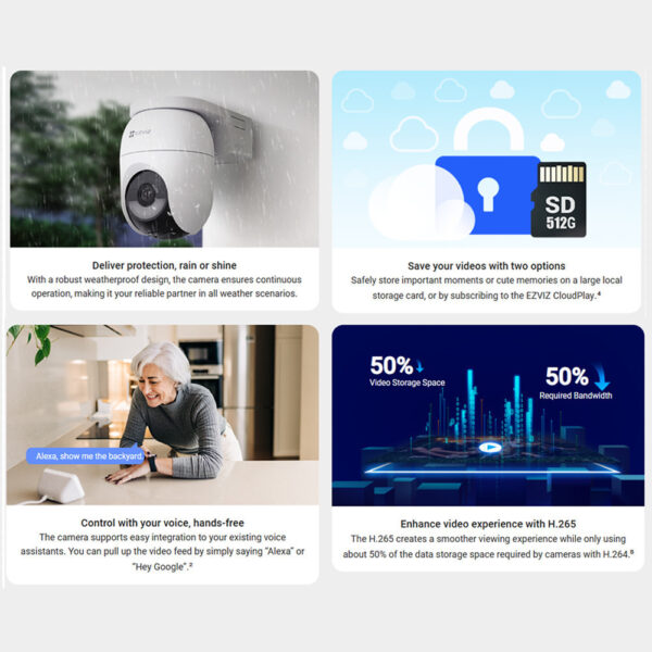 EZVIZ CB8 4G Lite Kit 4MP 2K+ Battery Powered Pan & Tilt Weatherproof WiFi Security CCTV Camera With Solar Panel