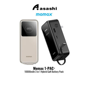 ab760f516077ca8b3c0e438655db686f.jpeg (3C Certified-QR) Momax 1-PAC⁺ 10000mAh 3 in 1 Hybrid GaN Battery Pack with Build-in retractable Cable - Black