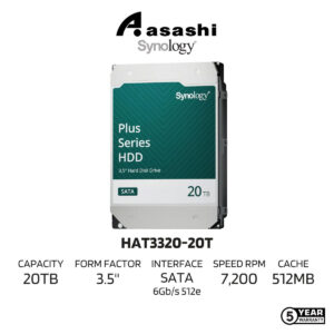 Synology HAT3320-20T Plus 20TB HDD SATA III 6Gb/s 7200 RPM 512MB Cache 3.5" Internal Hard Drive