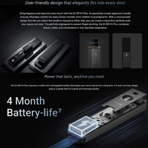 (INSTALLATION INCLUDED) EZVIZ DL50FVS PLUS Face Palm Vein Recognition Smart Lock Keyless Doorlock Dual-Lens 3D Door Lock
