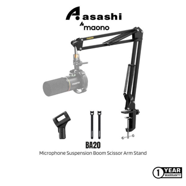 d2342979ec0aef4d50572537ad9cb99c.jpeg Maono BA20 Microphone Suspension Boom Scissor Arm Stand - Black/White