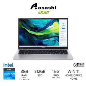 22ea3e52bee678b5f029aaa8ee91a0c2.jpeg Acer Aspire Lite 15 AL15-32P-C6X3 Notebook (Intel N4500 Processor/8GB DDR4 (1 Slot)/512GB SSD/15.6" FHD/Intel Graphic/Office Home/Win11Home/2Yrs/Backpack/Silver)