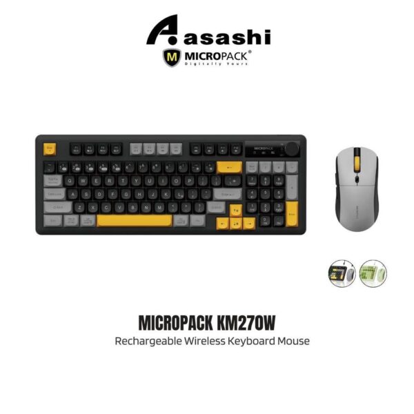 Micropack KM270W 3 Modes Rechargeable Wireless Keyboard Mouse Combo - Black/Green