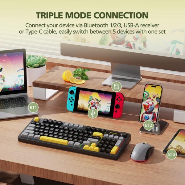 Micropack KM270W 3 Modes Rechargeable Wireless Keyboard Mouse Combo - Black/Green