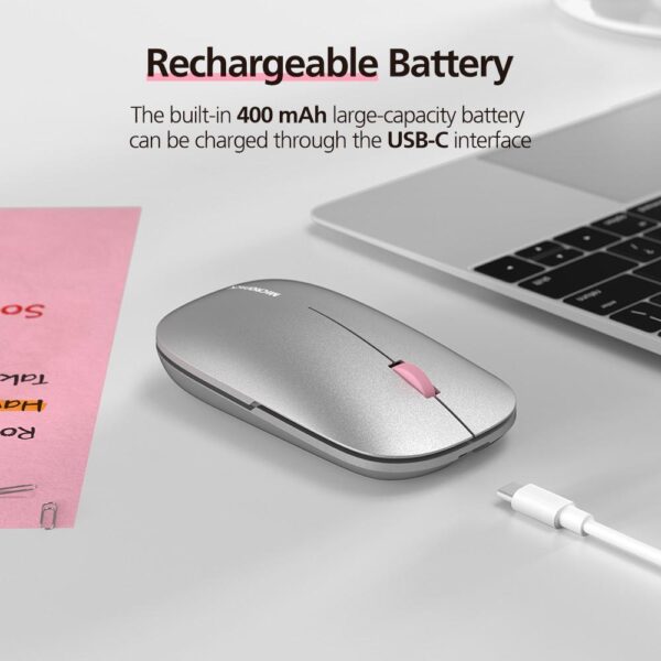 Micropack 203W 2.4G + Bluetooth Rechargeable Wireless Mouse - Grey/Orange