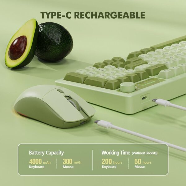 Micropack KM270W 3 Modes Rechargeable Wireless Keyboard Mouse Combo - Black/Green
