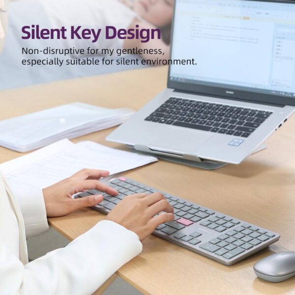 Micropack K310W 2.4G + Bluetooth Rechargeable Wireless Keyboard - Grey/Orange