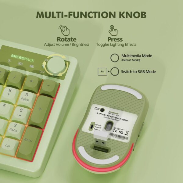 Micropack KM270W 3 Modes Rechargeable Wireless Keyboard Mouse Combo - Black/Green