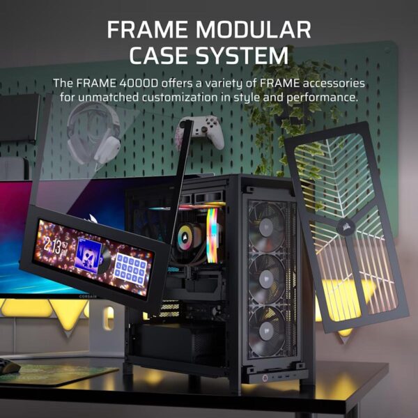 CORSAIR FRAME 4000D RS Wood (Black/White) Mid-Tower PC Case - RS120 x4