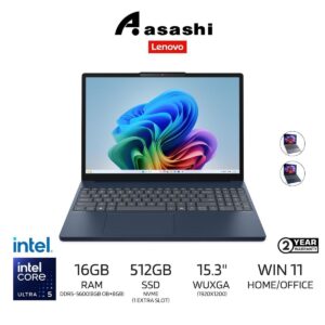 6d5e763a16f6b11b472202cbe833709f.jpeg Lenovo IdeaPad Slim 3 15IPH11 Notebook 83UR005CMJ / 83UR005DMJ (Intel Core Ultra 5 322/16GB DDR5-5600(8GB OB+8GB)/512GB SSD NVME(1 Extra Slot)/Integrated Intel Graphics/15.3" WUXGA/Win11Home/Office Home/2Yr Pre/Bag Inside/Blue/Grey)