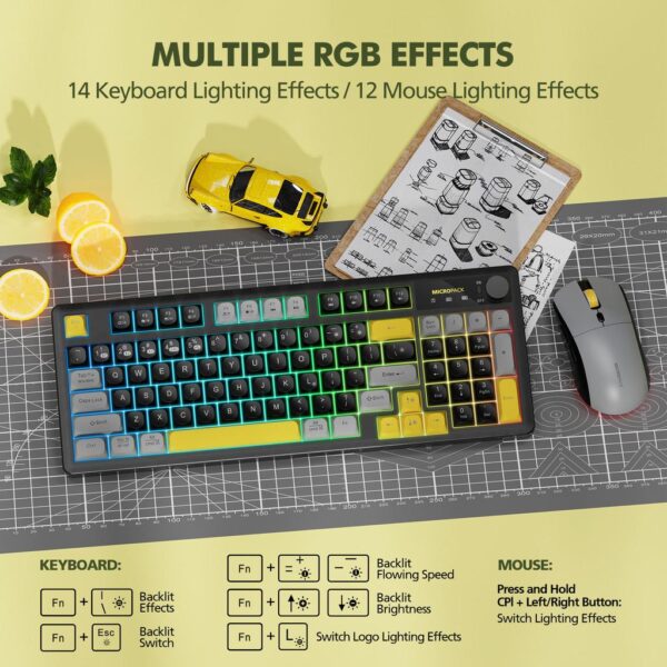 Micropack KM270W 3 Modes Rechargeable Wireless Keyboard Mouse Combo - Black/Green