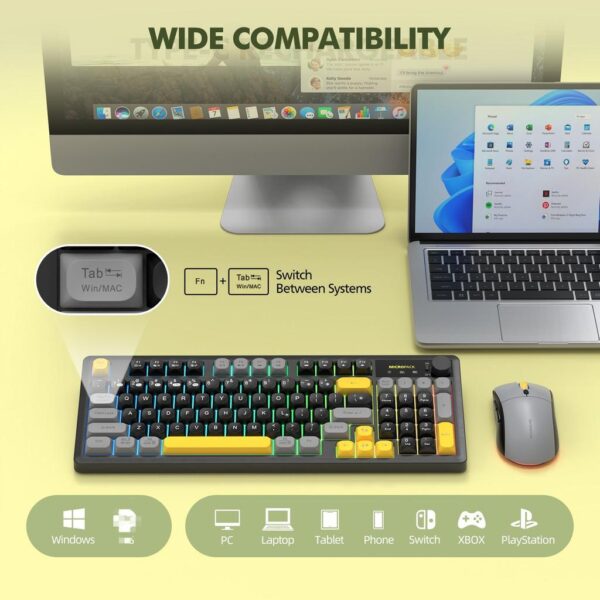 Micropack KM270W 3 Modes Rechargeable Wireless Keyboard Mouse Combo - Black/Green