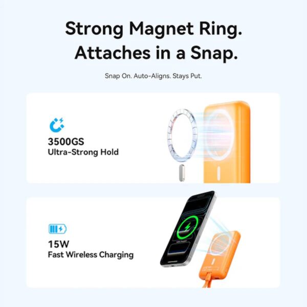 (3C Certified) Vention 10000mAh Magnetic Wireless Power Bank with 22.5W Built-in USB-C Digital Display - 2Y Warranty