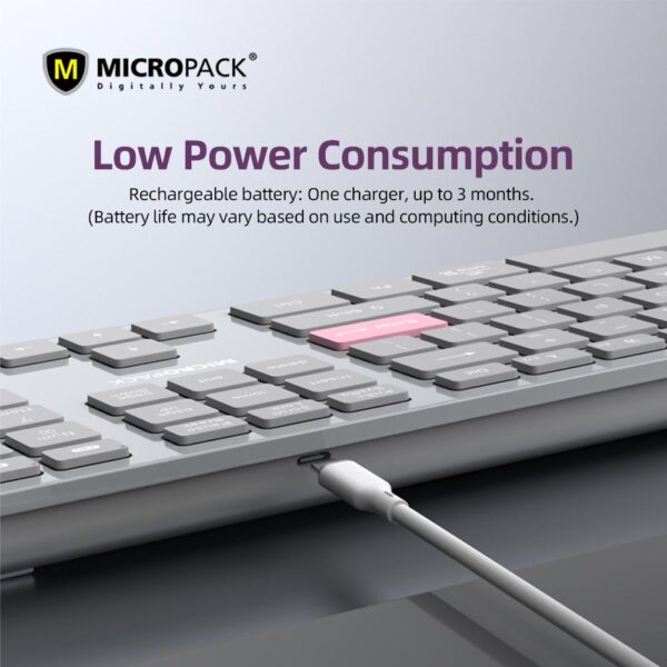 Micropack K310W 2.4G + Bluetooth Rechargeable Wireless Keyboard - Grey/Orange