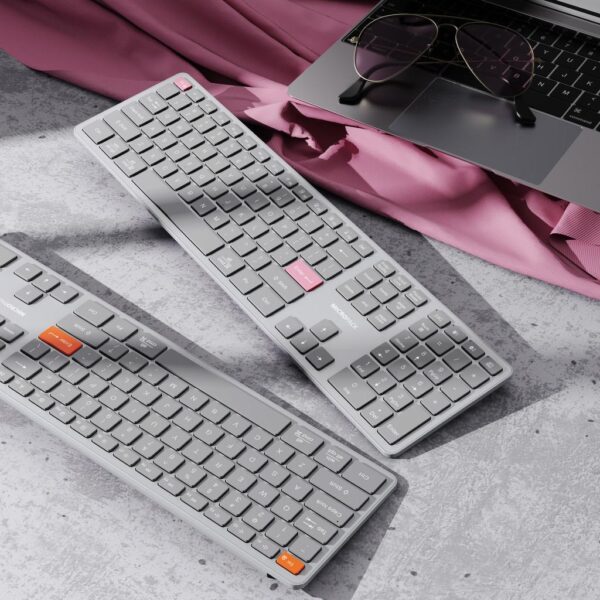 Micropack K310W 2.4G + Bluetooth Rechargeable Wireless Keyboard - Grey/Orange