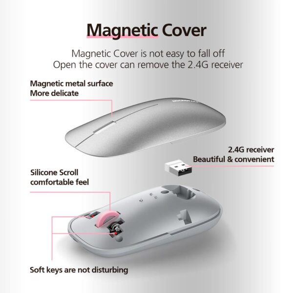 Micropack 203W 2.4G + Bluetooth Rechargeable Wireless Mouse - Grey/Orange