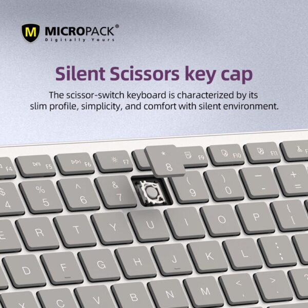 Micropack K310W 2.4G + Bluetooth Rechargeable Wireless Keyboard - Grey/Orange