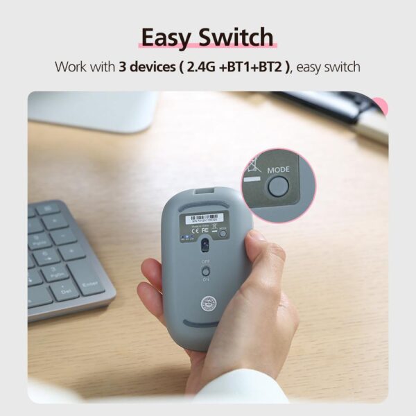 Micropack 203W 2.4G + Bluetooth Rechargeable Wireless Mouse - Grey/Orange