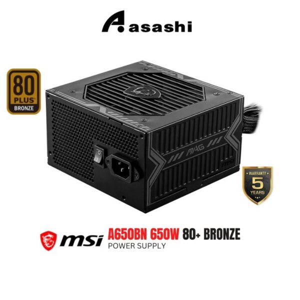 MSI MAG A650BN 650w 80+ Bronze Power Supply - (5 Years Warranty)