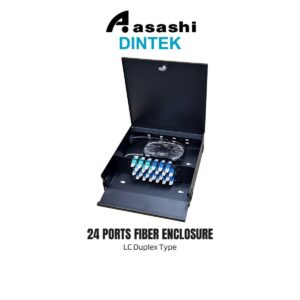 Dintek Wall Mount 24 ports Fiber Enclosure - Metal, black colour, c/w splice tray & holder (Unloaded) 2202-24004 [LC Duplex Type]