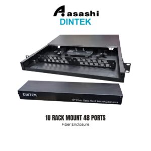 Dintek 1U Rack Mount 48 ports Fixed Type Fiber Enclosure - Metal, black colour, c/w splice tray & holder (Unloaded) 2201-24077 [LC Duplex Type]
