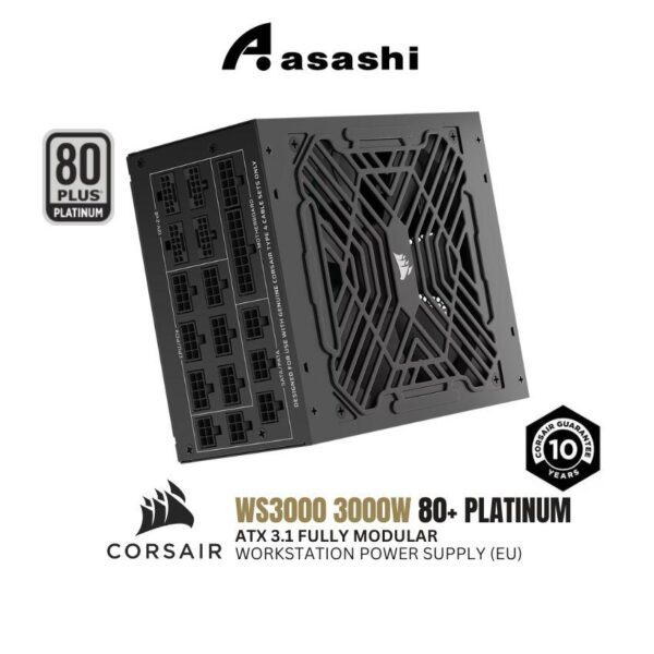 Corsair WS3000 3000W 80+ Platinum ATX 3.1 Fully Modular Workstation Power Supply (EU) - 10 Years Warranty