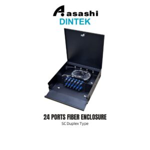 Dintek Wall Mount 24 ports Fiber Enclosure - Metal, black colour, c/w splice tray & holder (Unloaded) 2202-12024 [SC Duplex Type]