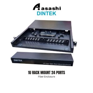 Dintek 1U Rack Mount 24 ports Fixed Type Fiber Enclosure - Metal, black colour, c/w splice tray & holder (Unloaded) 2201-24060 [SC Duplex Type]
