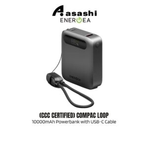 1b3bf444d6b656548e0e600a24a33df7.jpeg (3C Certified) Energea Compac Loop 10000mAh PD20W Power Bank with USB-C Cable and Display - GunMetal