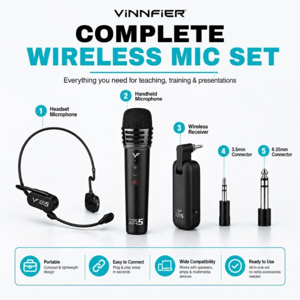Vinnfier Tango Air 5 2 in 1 Dual Wireless Microphone System