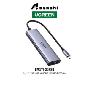 07d8557eeb1f329a1c37dcbb5b32a967.jpeg UGREEN 6-IN-1 USB-C HUB 4K60HZ 10GBPS PD100W UG-CM511-35999