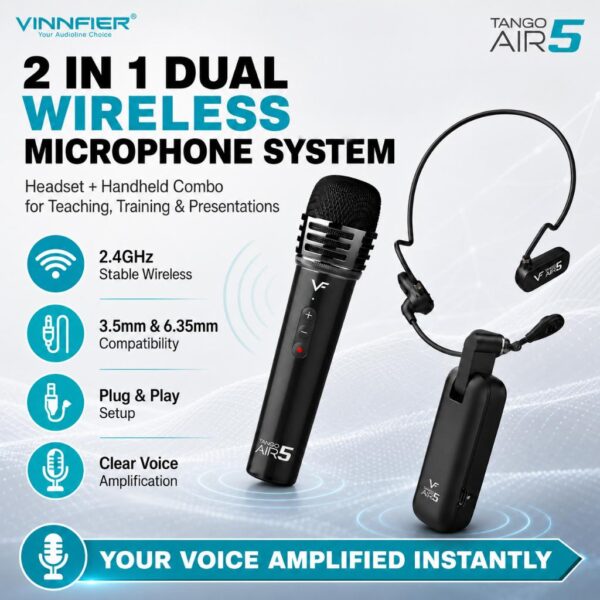 Vinnfier Tango Air 5 2 in 1 Dual Wireless Microphone System