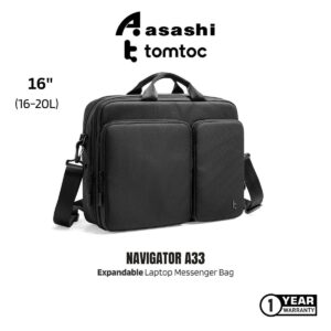 14adebfa38c503e9dfd532fa29f04c13.jpeg Tomtoc A33F4D1 NAVIGATOR A33 16inch Expandable Laptop Messenger Bag (16-20L) - Black