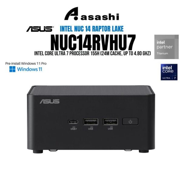 ASUS NUC 14 Pro Kit NUC14RVHU7 Mini PC Barebone DIY Desktop 14th Gen Raptor Lake Kingston NV3 DDR5