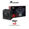 AIGO VK550 500W Flat Cable, Non-Modular Power Supply — 2 Years Warranty