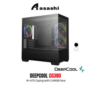 d6f0f6da53ee4a31a8c804f86a20e998.jpeg Deepcool CG380 M-ATX CASE WITH 3 ARGB FANS - Black/White